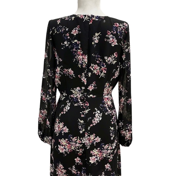 Dynamite Long Sleeve Black Floral Maxi Dress - Picture 6 of 14